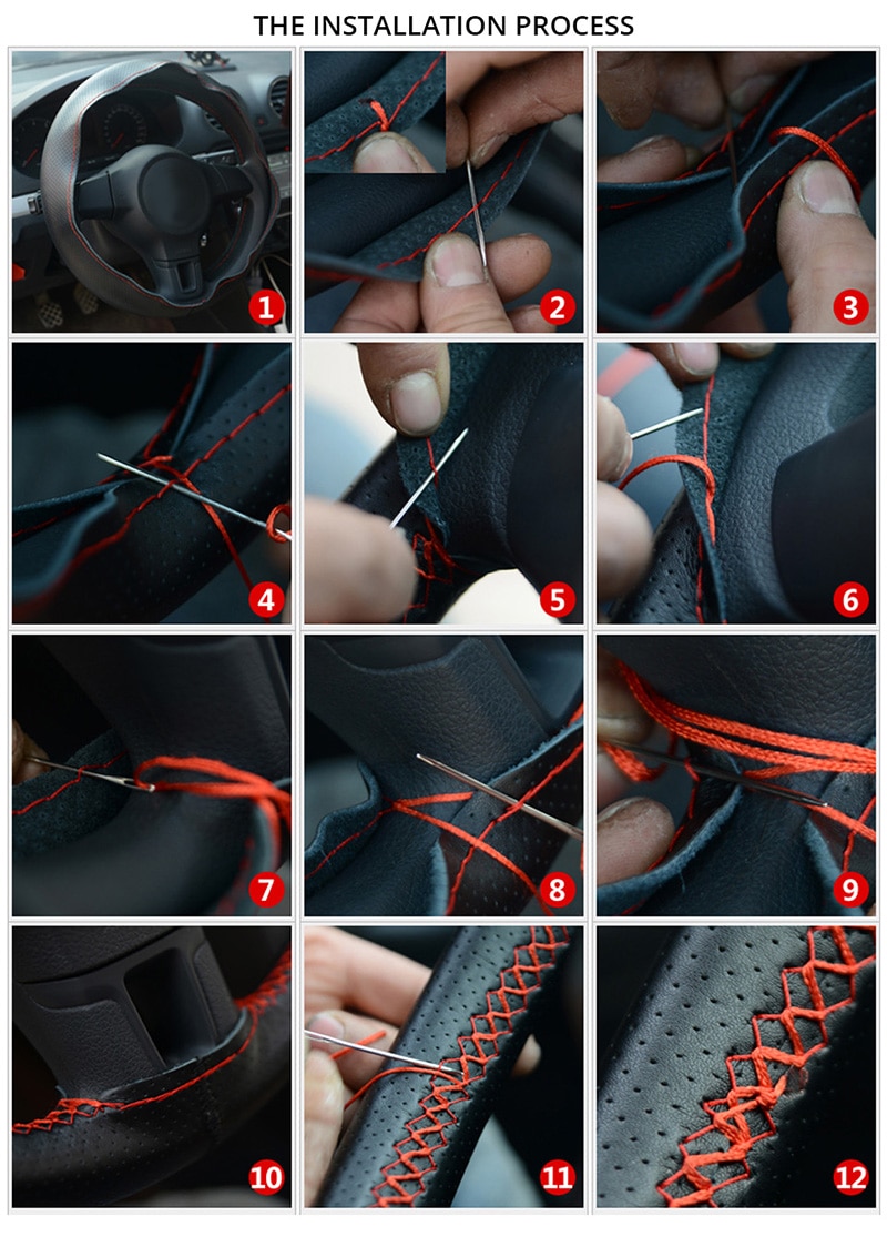 Microfiber Leather DIY Car Steering Wheel Cover